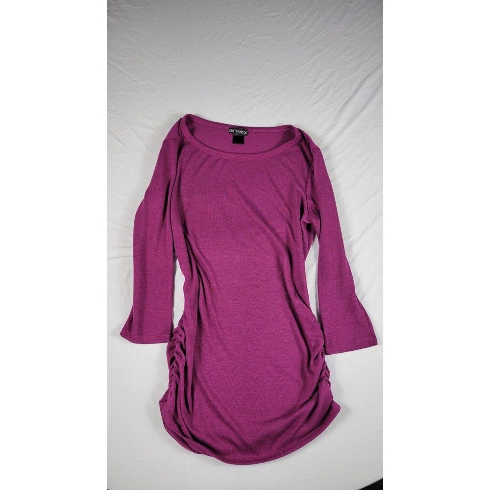 Kristin Nicole Long scrunched bright purple shirt